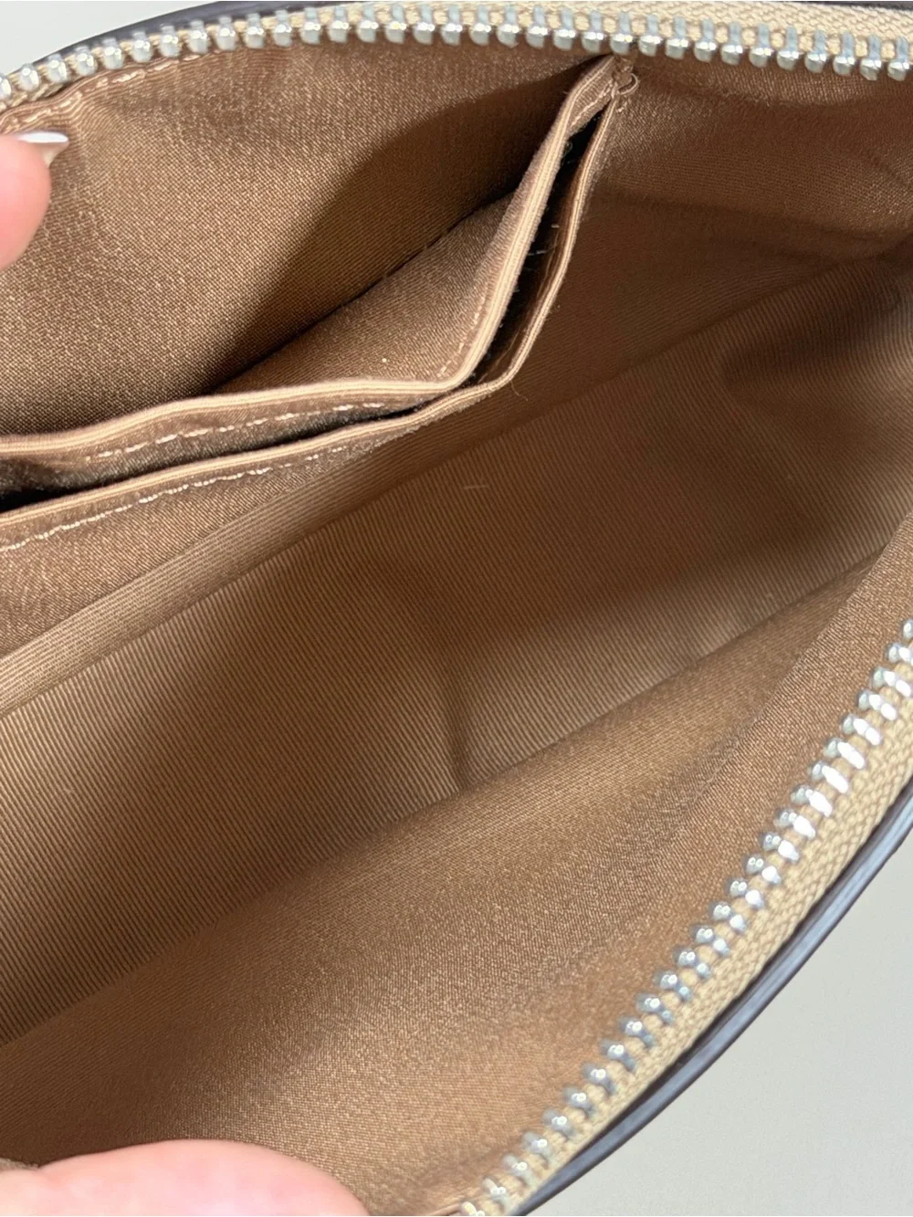 Coach Mini Shoulder Bag in Tan Leather with Embossed 'C'